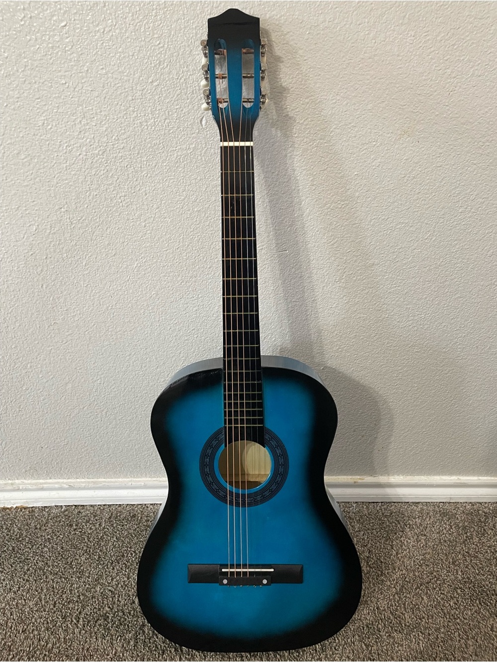 Blue Acoustic Guitar - Classic Home Accent